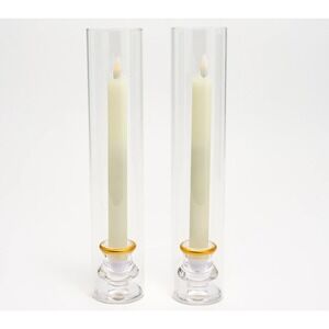 Lightscapes One Single Elegant Glass Silver Taper Holder with Flameless Candles